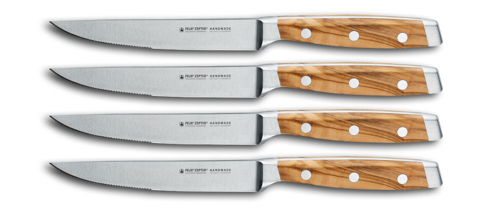 Felix Solingen First Class Wood Steakmesser-Set mit Säge 4-teilig